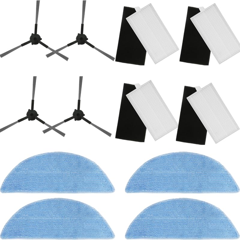 HASTHIP Replenishment Kit for Ecovacs Deebot Y1 Y1 Pro including 12 pcs microfiber parts | reusable mop cloths and high efficiency filters