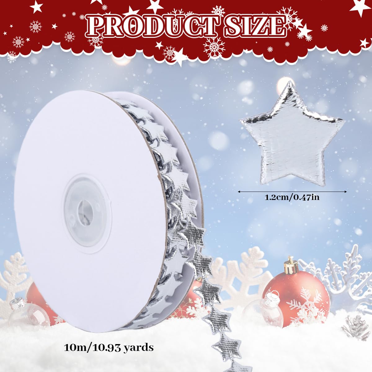 HASTHIP Glitter Star Ribbon Roll for Gift Wrapping and Crafts featuring 32.8ft Silver Chain | Y2K Decorative Glossing Strip