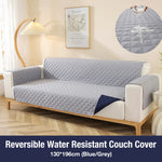HASTHIP Sofa Cover for 2 Seater 130×196cm with Reversible Waterproof Design | Blue and Grey Furniture Protector