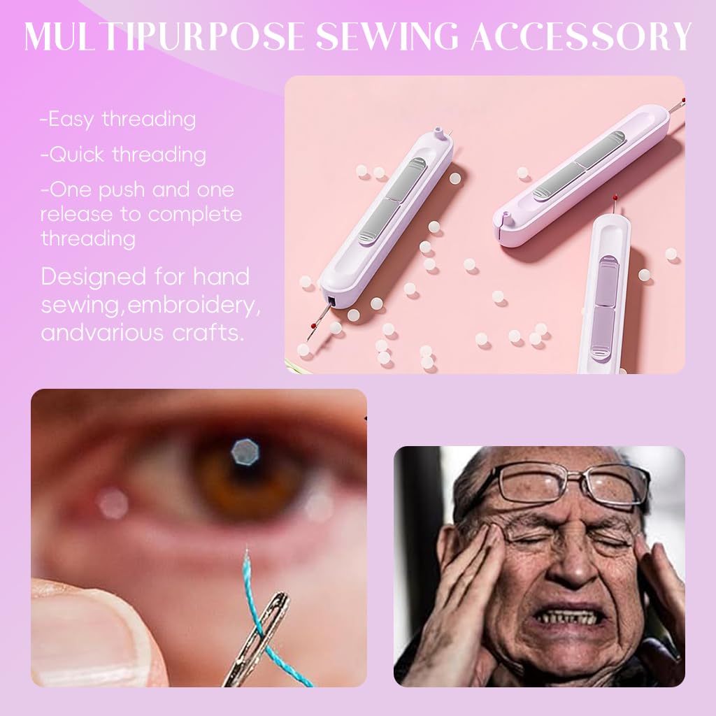 HASTHIP 2 in 1 Automatic Threader for Hand Sewing and Embroidery with Dual Head Retractable Design | Stainless Steel Seam Ripper