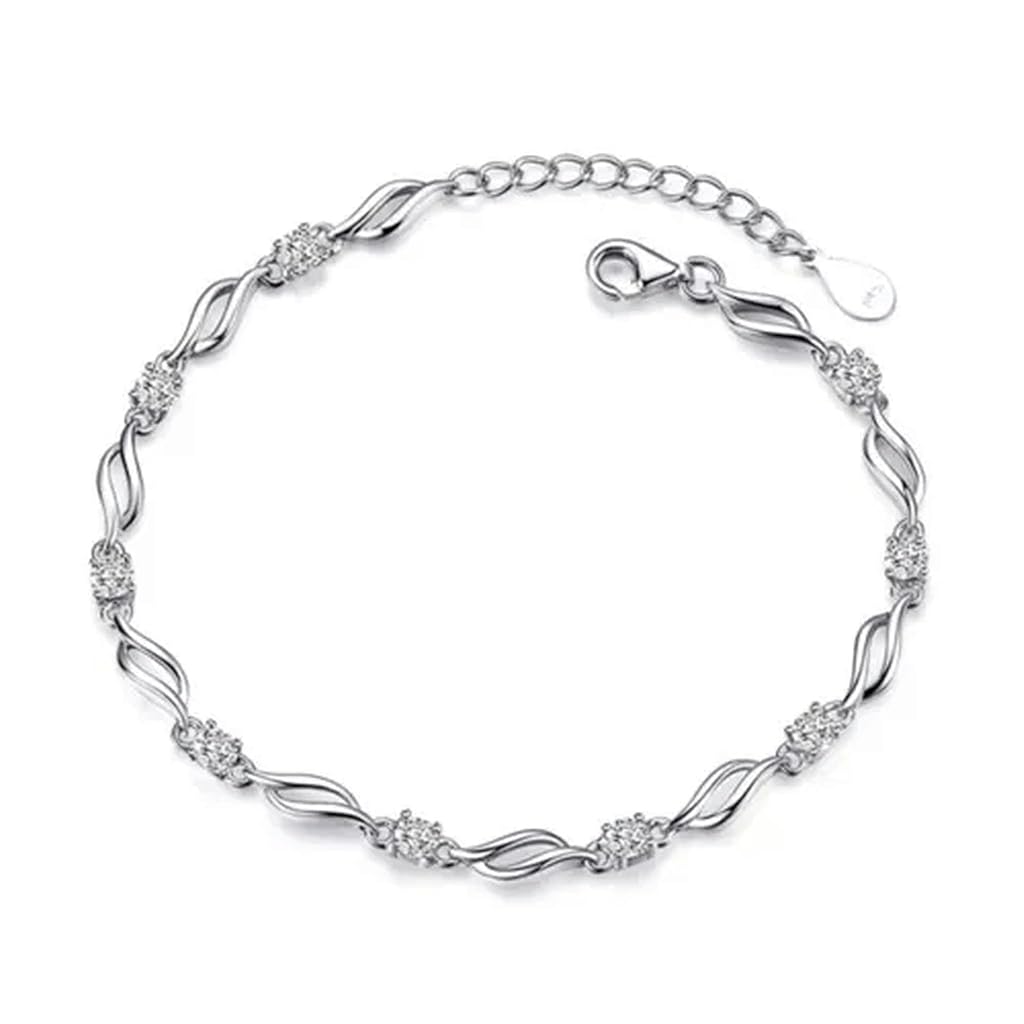 HASTHIP® Pulsera de plata con piedras de cristal para mujer
