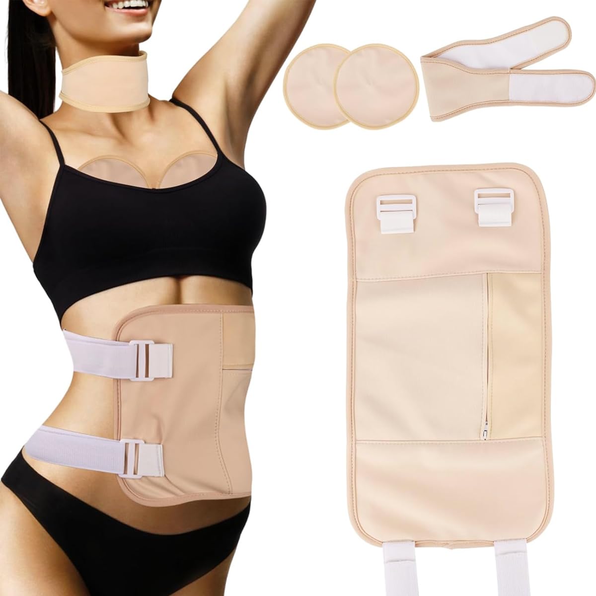 HASTHIP® Paquete de Aceite de Ricino Reutilizable Ajustable,Envoltura Orgánica Paquete Aceite Ricino para Cuello,Cintura y Pecho Compresa para Desintoxicación del Hígado Circulación y