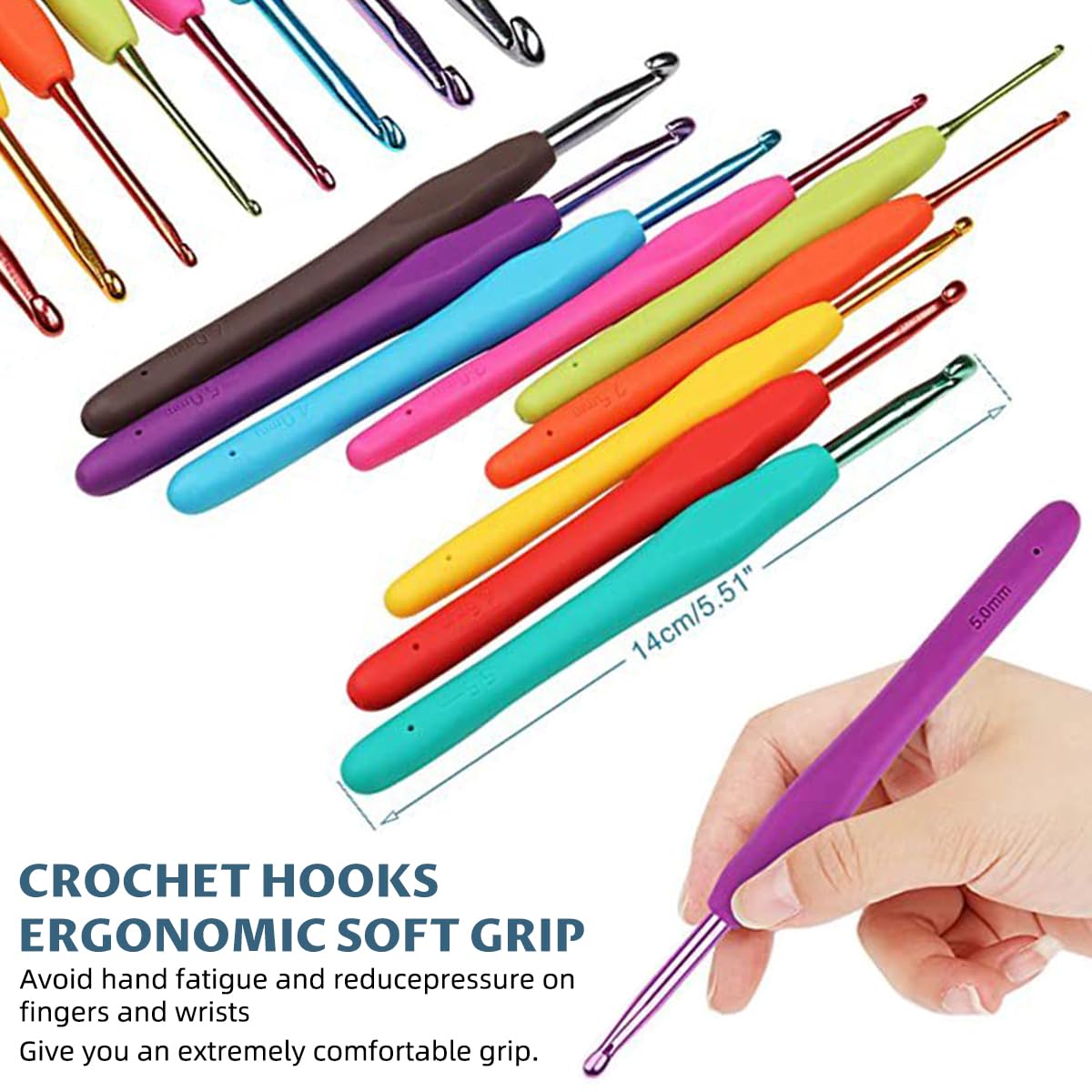 HASTHIP Crochet Kit for Beginners with 107 pcs Ergonomic Hooks and Blue Travel Bag | DIY Craft Set