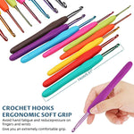 HASTHIP Crochet Kit for Beginners with 107 pcs Ergonomic Hooks and Blue Travel Bag | DIY Craft Set