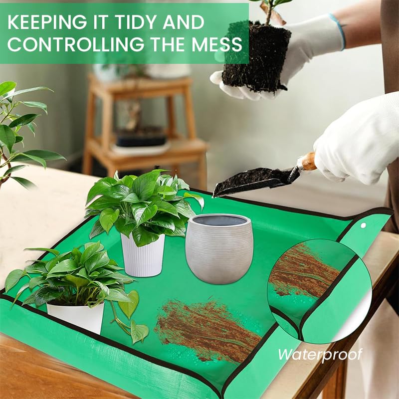 HASTHIP Potting Mat for Gardening with Snap Button Corners and 39.3 x 39.3 in Workspace