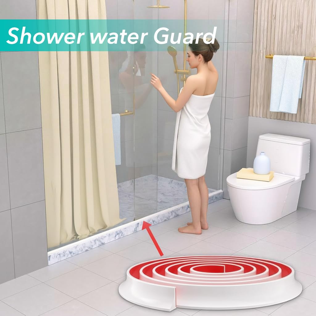 HASTHIP Silicone Water Stopper for Kitchen Slab featuring 39 inch Self Adhesive Barrier | White TPE Strip for Shower and Sink Edge