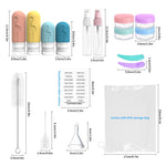 HASTHIP® 16 Pack Travel Bottles Set - Approved Leak Proof Silicone Squeezable Containers for Toiletries, Conditioner, Shampoo