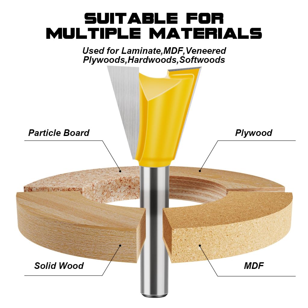 HASTHIP® Router Bit Set with 1/4'' Shank, 5 Sizes Groove Milling Cutters, Tungsten Steel Router Bits Set, Cutting Dia in 1/4" 3/8" 1/2" 5/8" 3/4", Woodworking Milling Cutter Tools for Woodworking