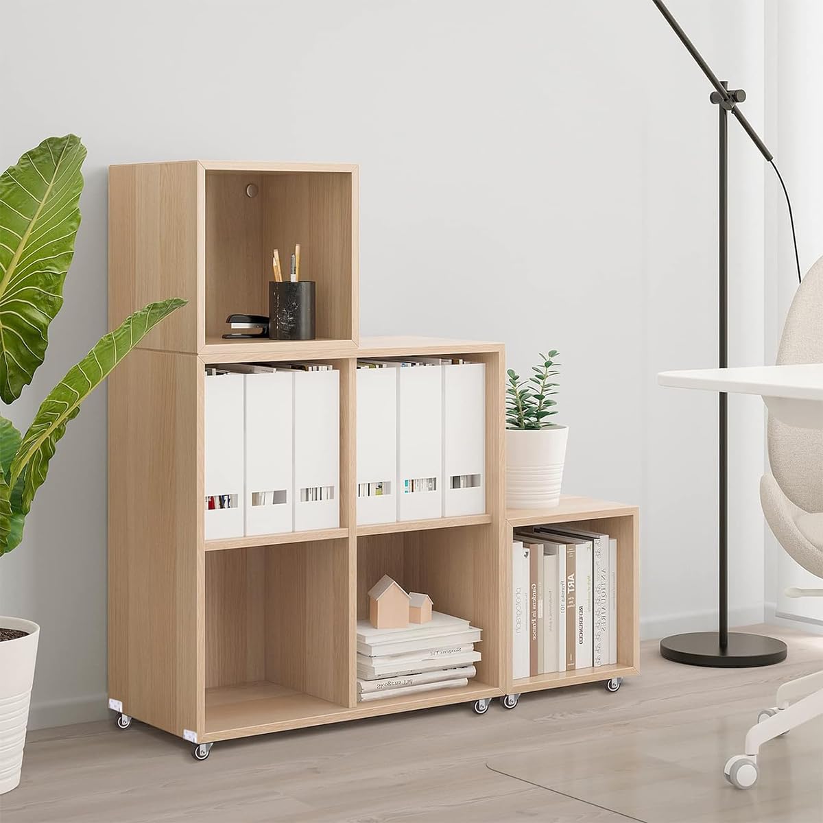 HASTHIP® L-Shaped Caster Wheels, 1 Inch L-Shaped Small Rubber Casters Set of 4, 360 Degree Plate Swivel Castors Wheel, Casters Wheels for Furniture, Swivel Furniture Casters, Load 200lbs