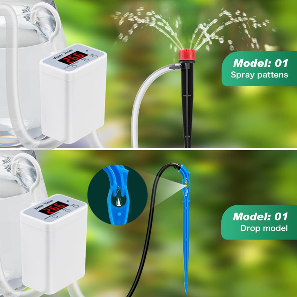 HASTHIP Auto Drip Irrigation System for Houseplants featuring Digital Water Timer 2 pcs | Solar Powered Self Watering