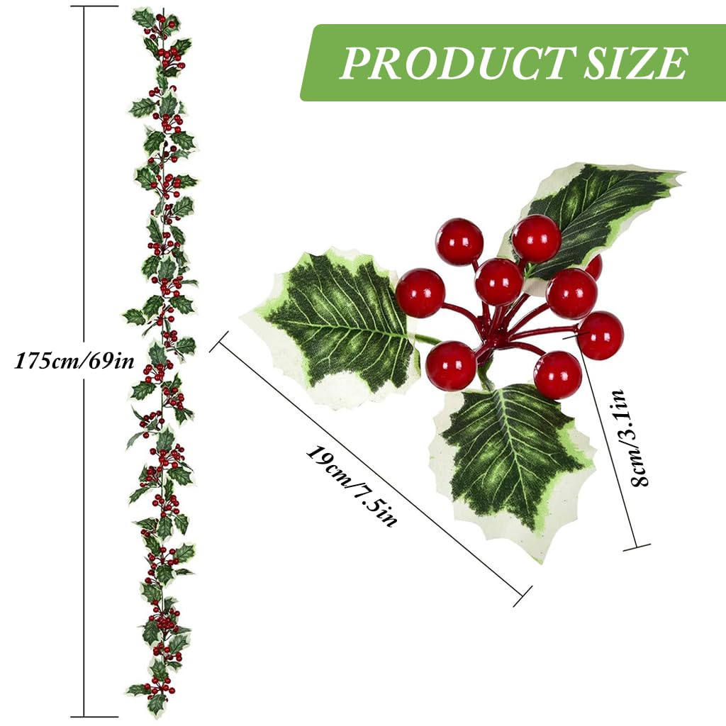 HASTHIP® Classic Christmas Tree Decoration, Christmas Decoration Holly Ornaments Strip, Holly Christmas Wreath for Christmas Decor, Christmas Tree Decoration Item for Home Xmas Wreath, Window, Door