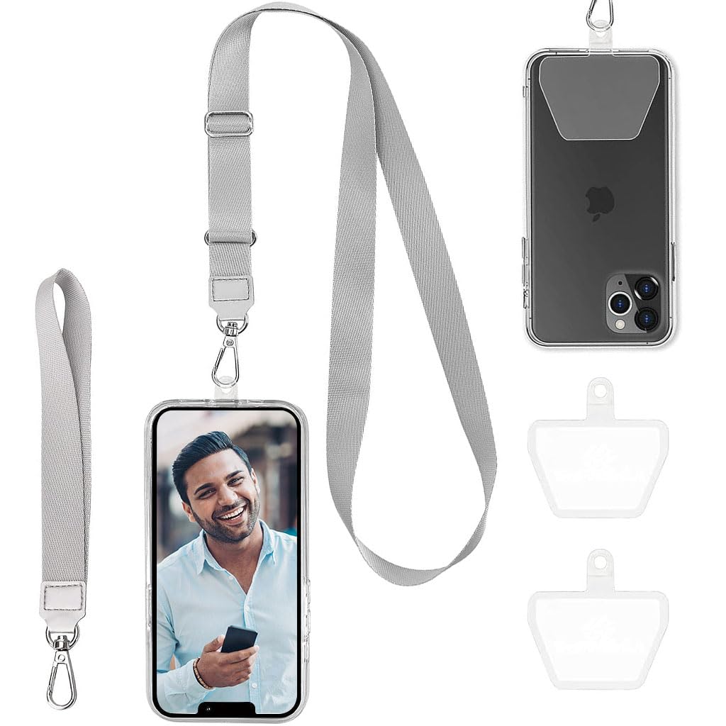 HASTHIP® Cordón para Teléfono 3 en 1 Ajustable Universal con Correa de Mano y Cuello,Antipérdida,Compatible con Todos los Smartphones Material Duradero Clip Metálico de Liberación