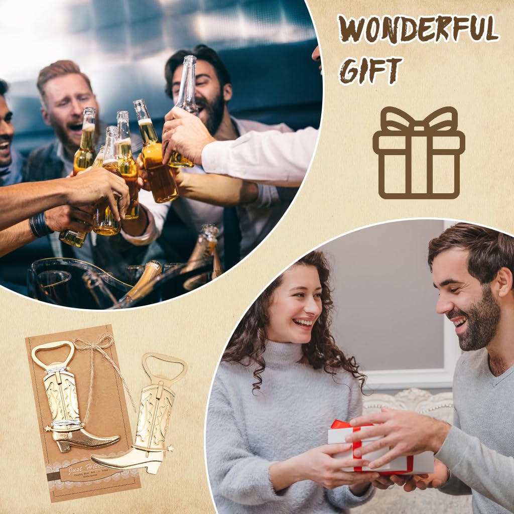 HASTHIP Bottle Opener for Kitchen and Bar with Cowboy Boot Shape featuring Golden Embossed Finish
