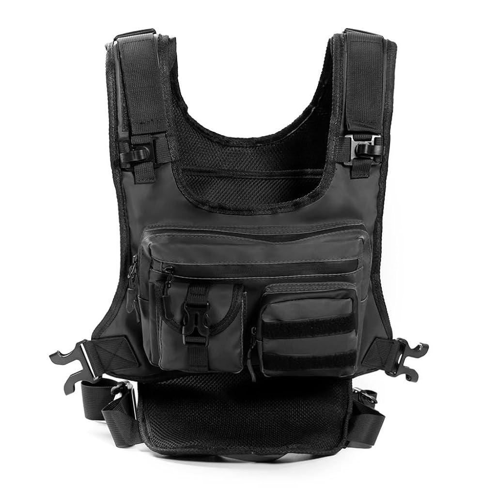 HASTHIP® Bolsa de Pecho Deportiva,Bolsa de Pecho Multifuncional con Múltiples Bolsillos Gran Capacidad,Correa Ajustable y Diseño Reflectante Impermeable para Correr Senderismo Ciclismo y