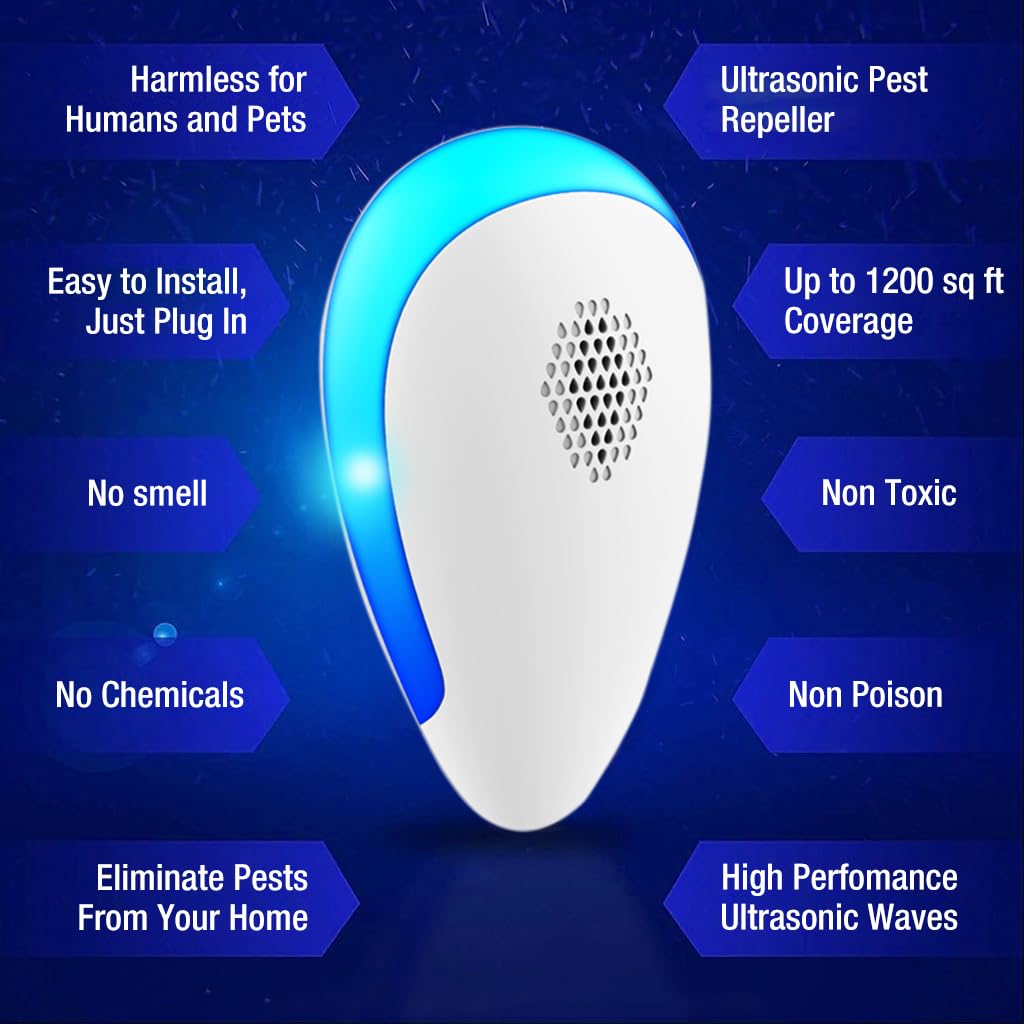 HASTHIP Mosquito Repellent for Home and Bedroom with Ultrasonic Sound Waves covering 1200 sq ft | Baby and Pet Safe Pest Control
