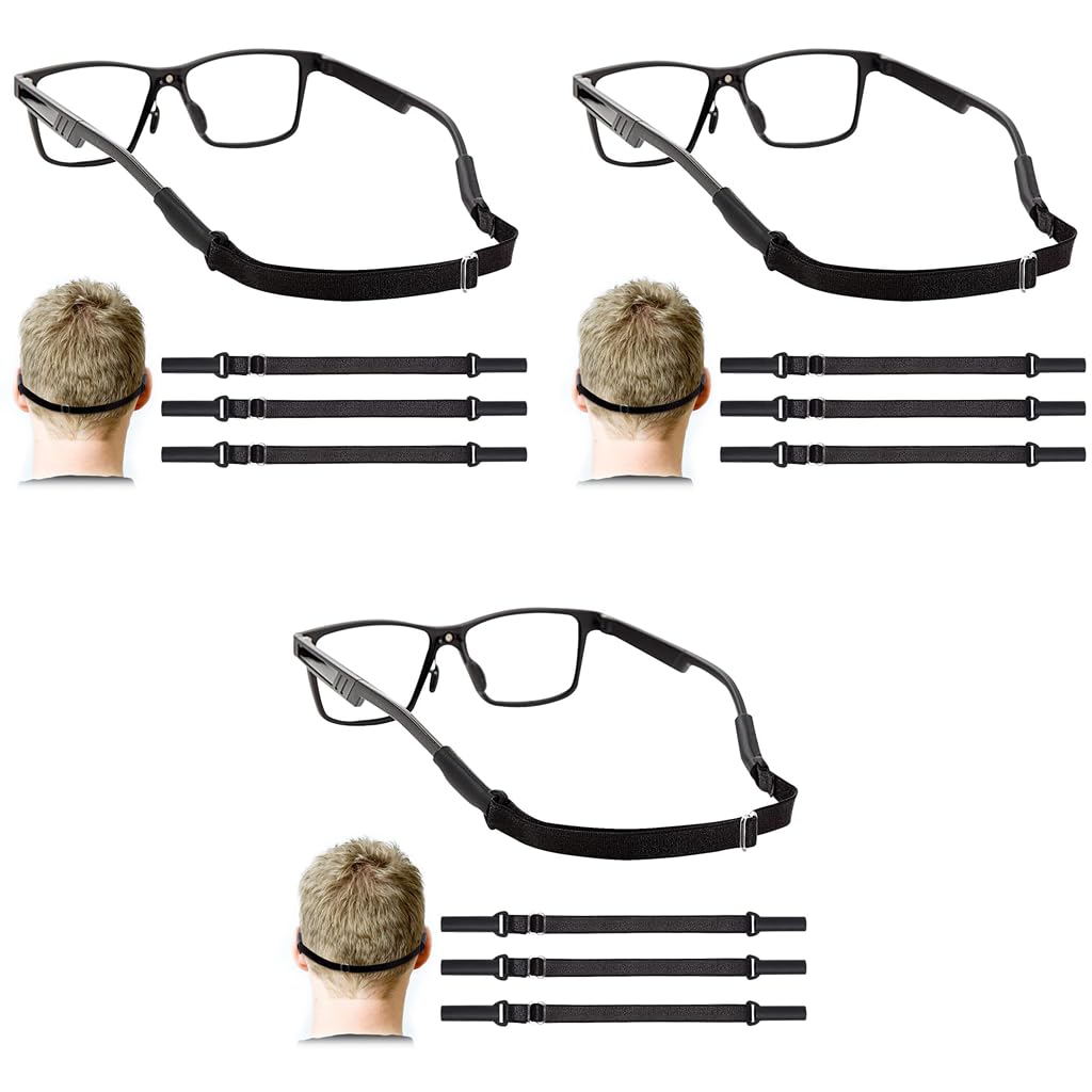 HASTHIP Glasses Straps Adjustable 23–40 cm with Silicone Sleeves and Elastic Nylon | 9 Pcs Set for Adults Sunglasses