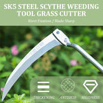HASTHIP Grass Sickle Cutter Head for Weeding and Harvesting with 37cm Handle featuring Curved Stainless Steel Blade | Ergonomic Wooden Grip