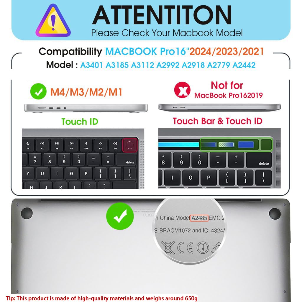 HASTHIP Laptop Case Cover for MacBook Pro 14 inch with Ergostand Feet and Black PC Shell