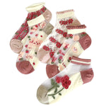 HASTHIP® 5 Pares Calcetines de Encaje Transparentes para Mujer,Calcetines Tobilleros de Malla Fina Nailon,Transpirables y Suaves con Diseño Floral para Verano y Uso Diario