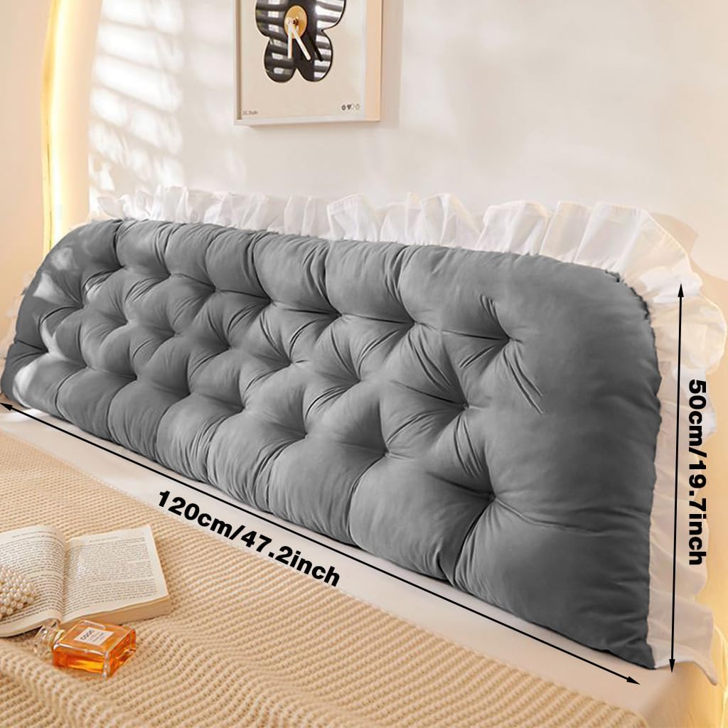 HASTHIP Headboard Pillow for Reading and Bed Support with Quilted Design | 100cm Cotton Lumbar Cushion