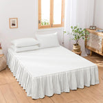 HASTHIP Bed Skirt for Double Bed 78x80 in with 15 in Drop Polyester Cotton Blend | White Pleated Dust Proof Design