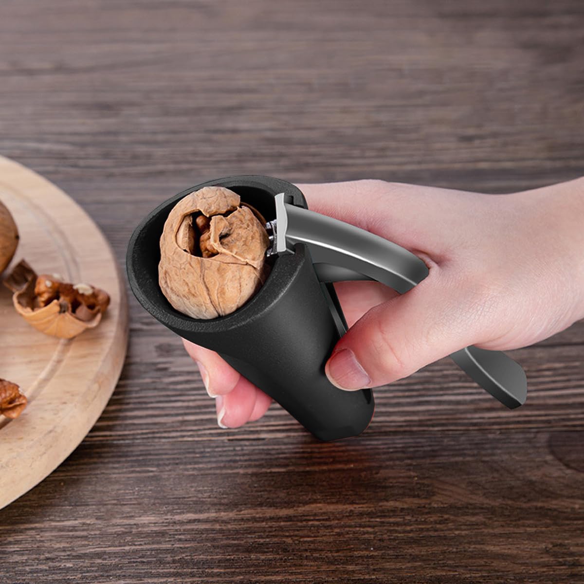 HASTHIP Nutcracker for Walnuts and Hard Shell Nuts with Cone Container & Lever Handle | Compact Kitchen Tool