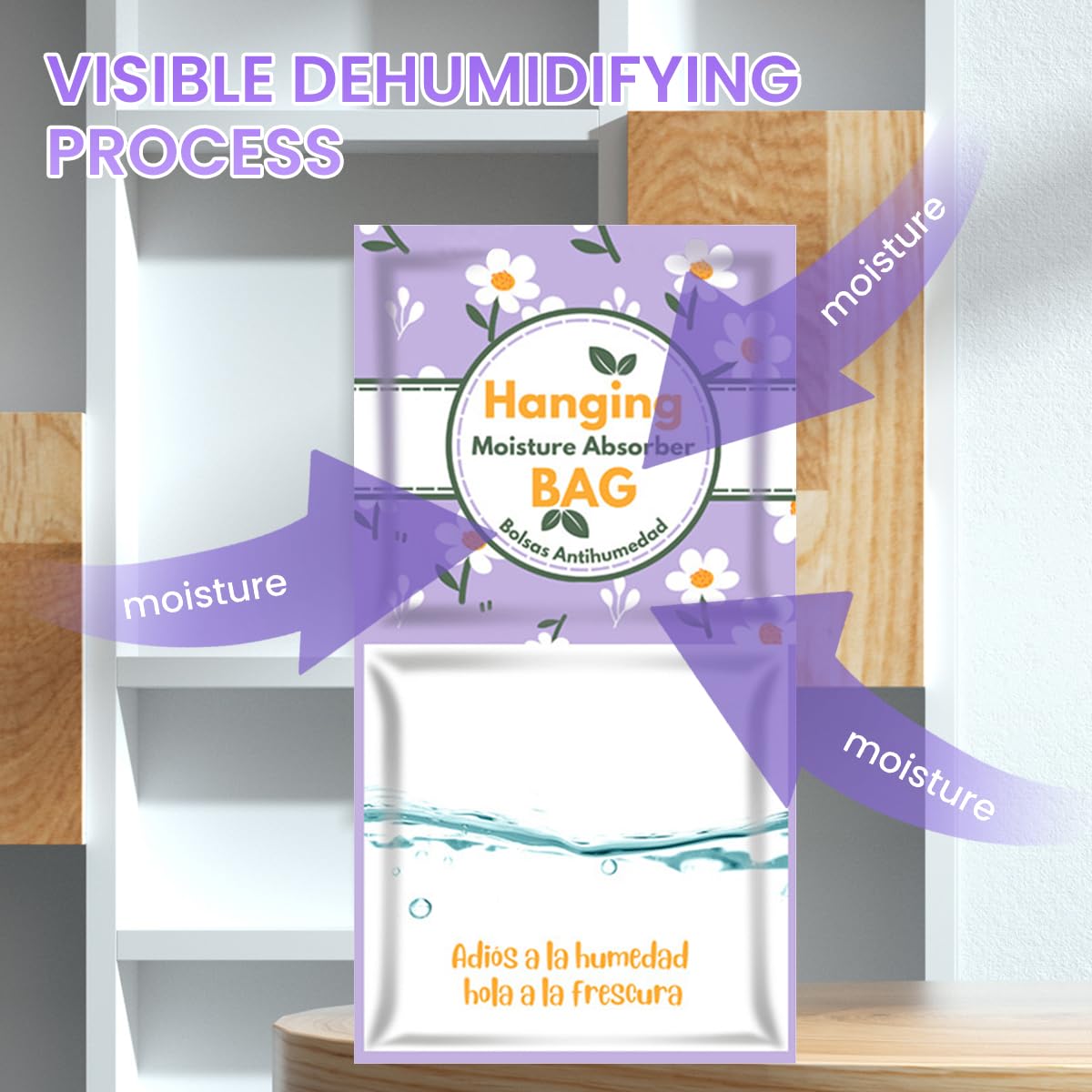 HASTHIP® 10 Pack 500ml Moisture Absorbers, Hanging Closet Dehumidifier Bags, Humidity Packs, Desiccant, Closet Dehumidifiers and Odor Eliminator for Fresher Air