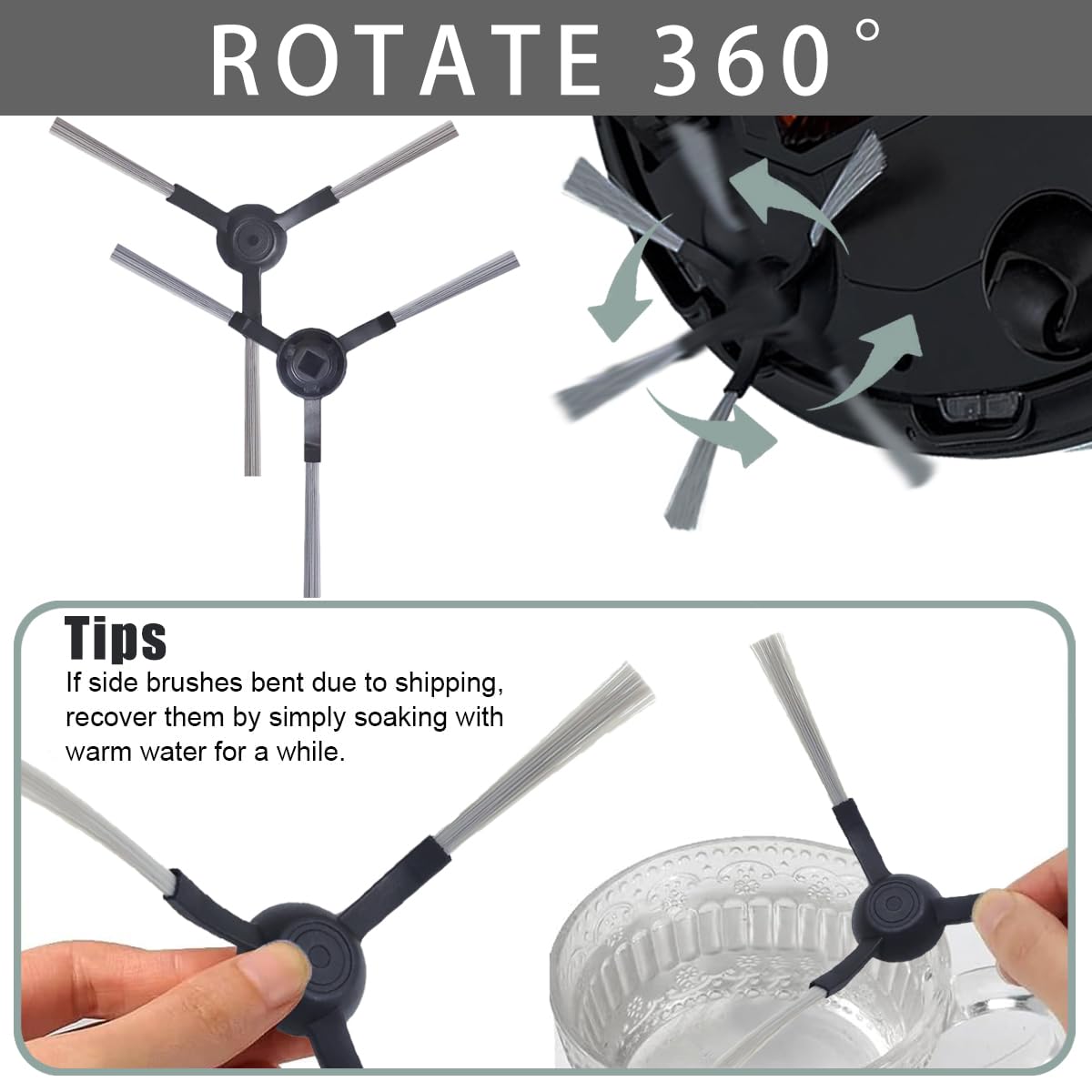 HASTHIP Replacement Kit for Mi Robot Vacuum Mop P with Anti Tangle Side Brushes | 14Pcs Set