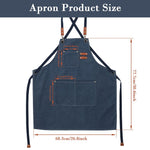 HASTHIP Canvas Work Apron for Kitchen and Workshop with Metal Eyelets and Multi Pockets | Dark Blue Adjustable Tie Back
