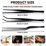 HASTHIP Cooking Tweezers Set for Kitchen and Grill with Serrated Tips | 3 Pcs 12 in Stainless Steel