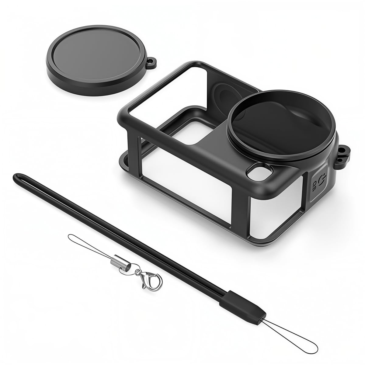 HASTHIP® ZORBES Compatible con D-JI Osmo Action 6, Funda de Silicona para Cámara de Acción con Cubierta de Lente Desmontable y Correa de Muñeca