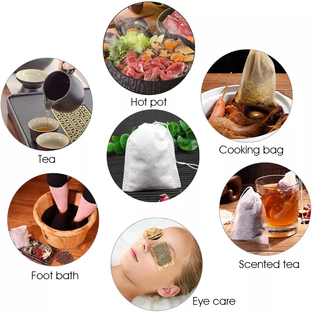 HASTHIP Cotton Tea Filter Bags for Loose Leaf Tea with Drawstring Closure 100pcs 3.54x2.75in