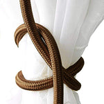 Hasthip Curtain Tiebacks with Alloy Clip for Home Decor 58cm Length | Coffee Brown Polyester Pack of 2
