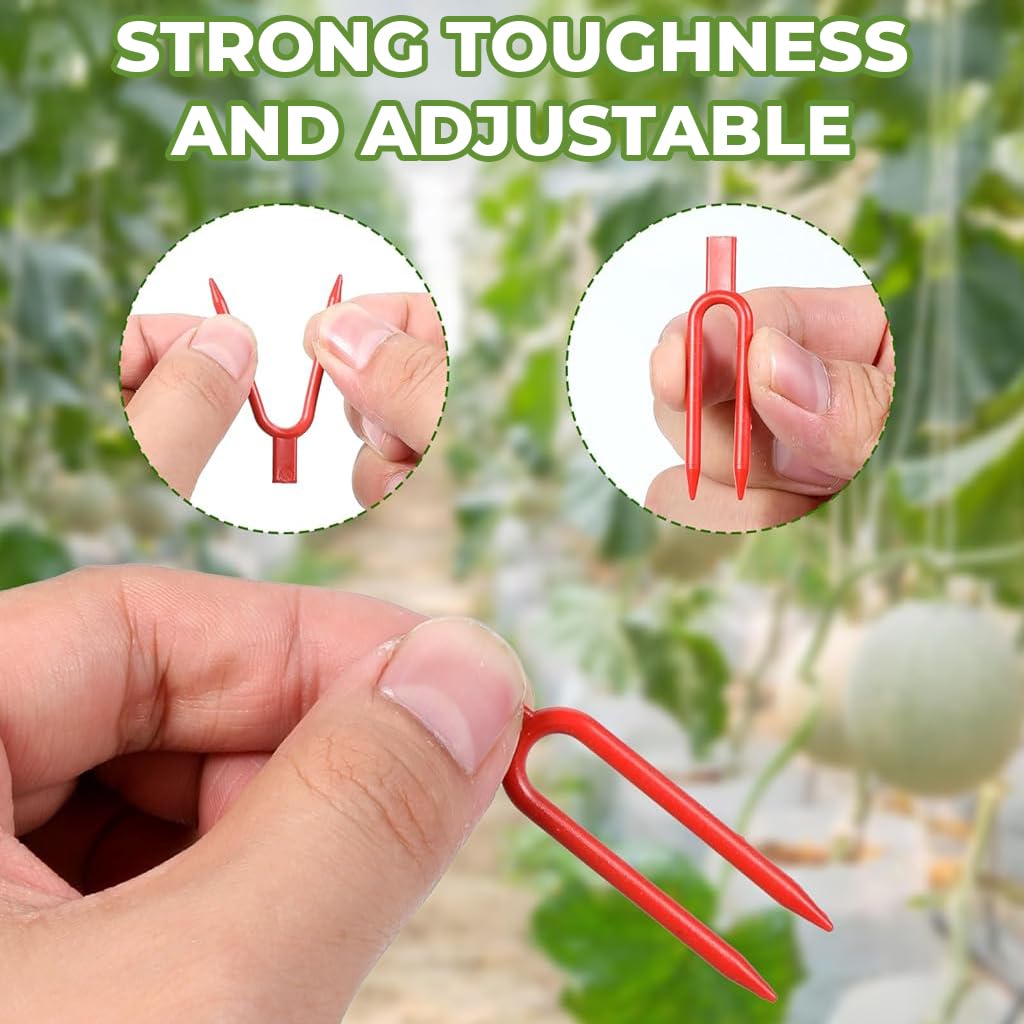 HASTHIP Plant Training Forks for Bonsai Tomato and Vine Support 100 Pcs 2 Inch Red Set