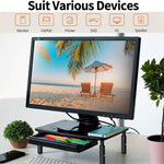 Monitor Stand for Desk, Monitor Stand Riser with Drawer 3 Height Adjustable PC Monitor Riser Stand Monitor Stand for Table Monitor Riser Printer Stand CPU Stand for Laptop Notebook Computer