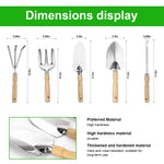 HASTHIP Gardening Tools Set for Planting and Weeding with Wooden Handles | 5Pcs Stainless Steel featuring Laser Etched Scale