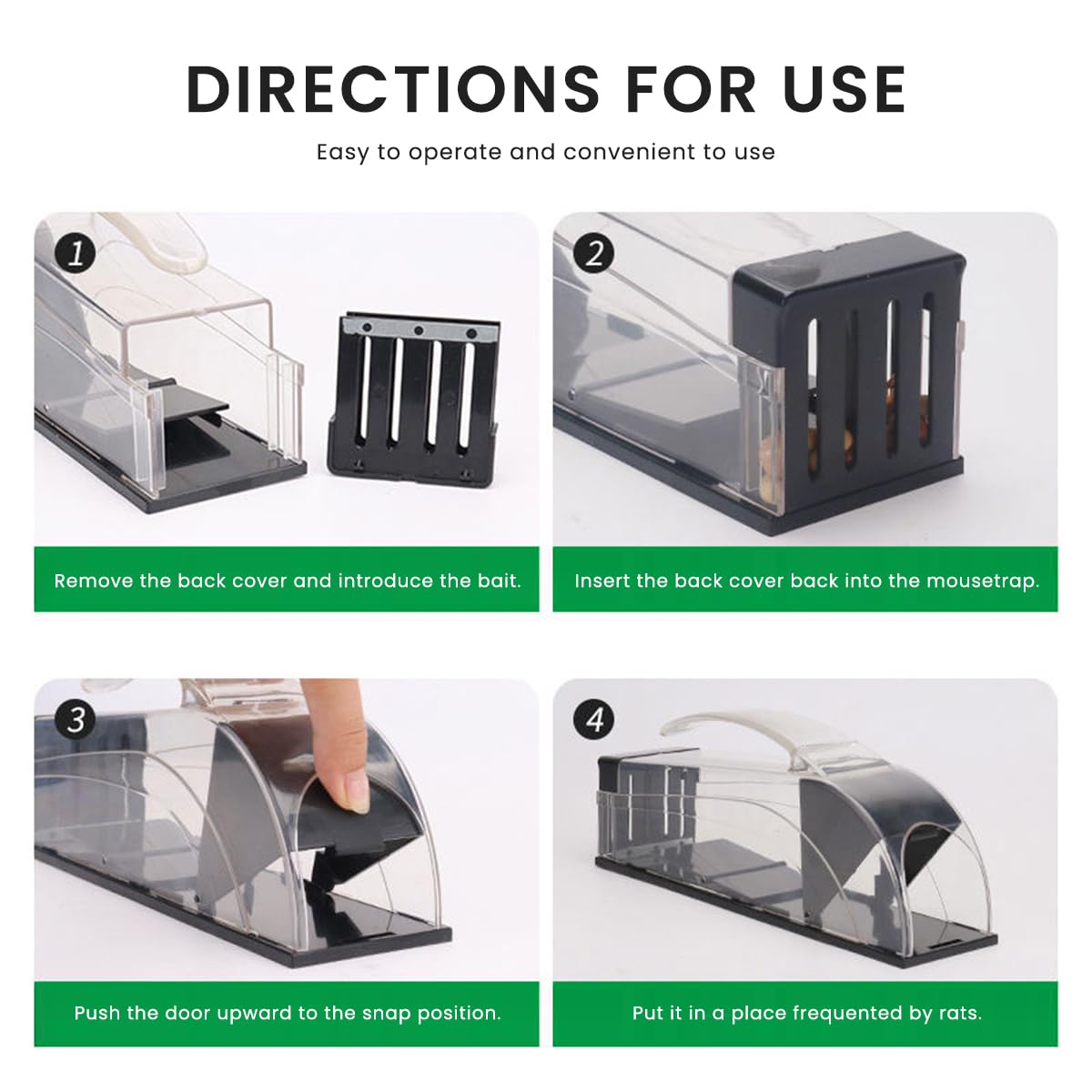 HASTHIP® Rat Trap Cage for House Garden Patio with Handle, 25cm Humane Mouse Trap Cage, Reusable Enlarged Smart Rat Catcher