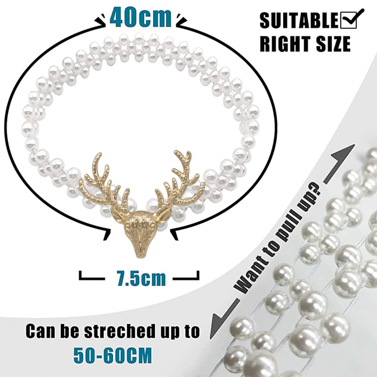 HASTHIP Curtain Tiebacks for Home and Office with Elastic Rope and Pearl Design | 2pcs Gold