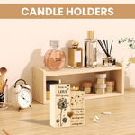 HASTHIP Candle Holder Stand for Home Decor with Dual Tea Light Design | Natural Wood Memorial Gift