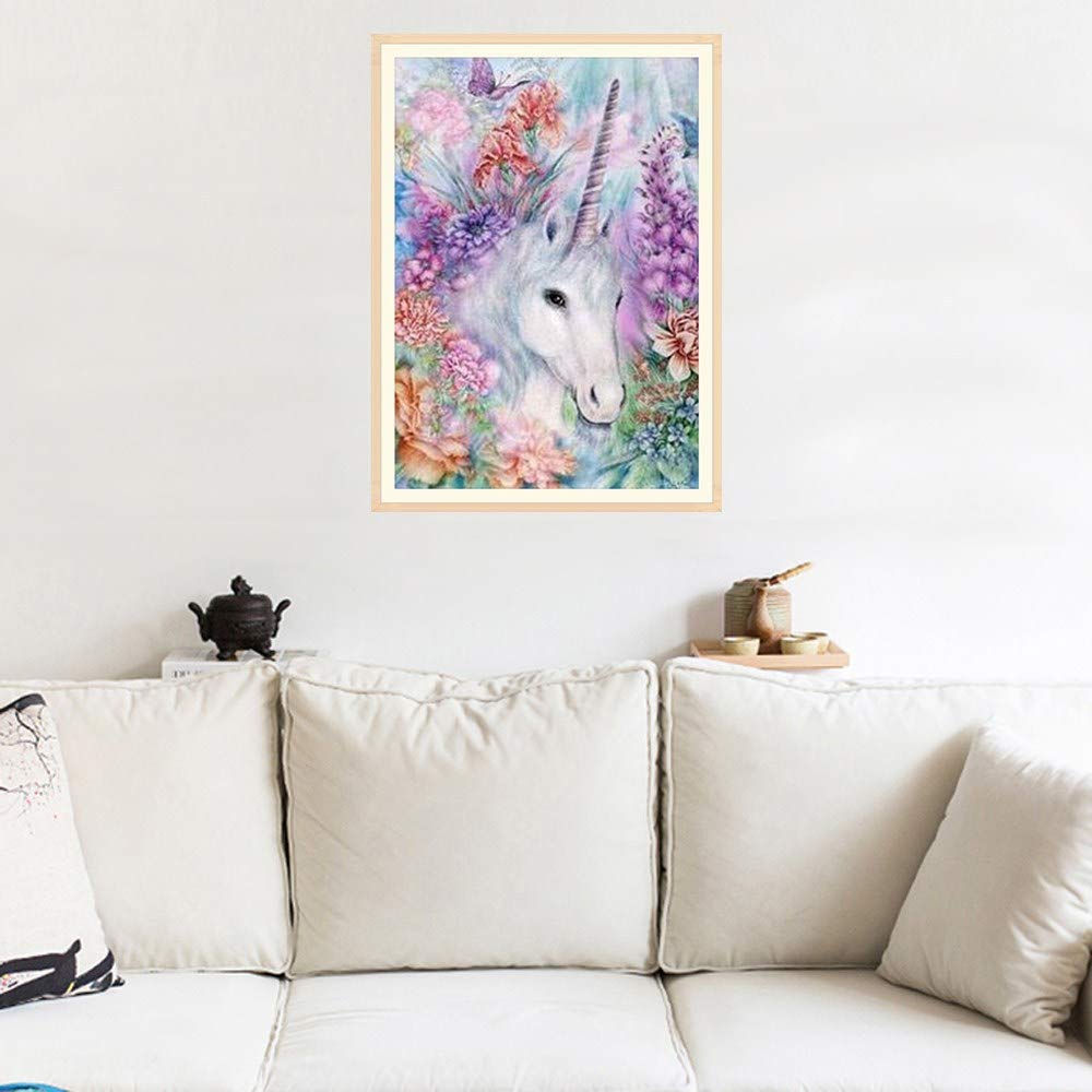 DIY 5D Full Drill Diamond Painting, Rhinestone Pasted Cross Stitch Blue Owl Pattern for Home Wall Decoration (Unicorn 2)