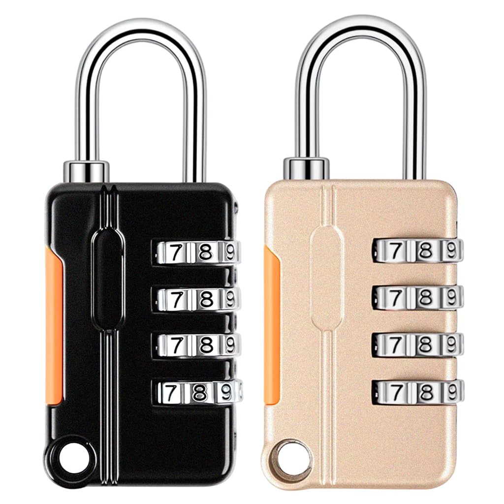 HASTHIP® 2pcs Combination Padlocks Cabinet Lock, 4-Digit Zinc Alloy Housing Combination Locker Locks Portable Keyless Padlocks for Gym, School, Dorm, Luggage & Key Storage Security