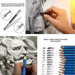 HASTHIP Sketching Kit for Artists and Students with 51 Pcs Tools & Zipper Case | Non Toxic Wood Pencils and Charcoal