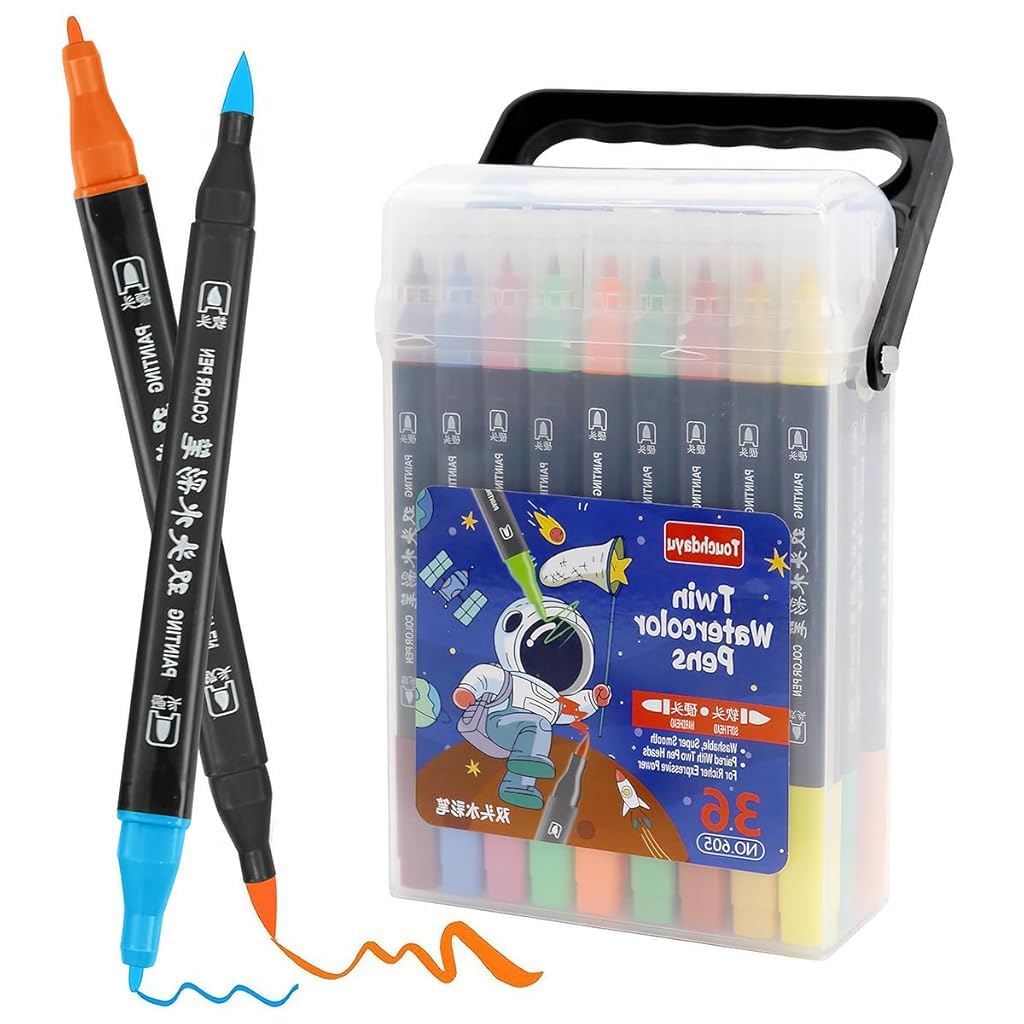 HASTHIP Acrylic Marker Pens for Art and Crafts with Dual Tips and 36 Vibrant Colors | Non-Toxic Set for Kids and Adults