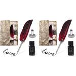 HASTHIP English Calligraphy Feather Dip Quill Pen Set with 5 Nibs and 15ml Ink | Red Gift Box