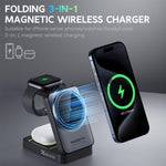 HASTHIP® Upgraded 3 in 1 Wireless Charger, Charger Cradle, Luminous Foldable Wireless Charging Cradle, Compatible with Charger & 16/15/14/13/12