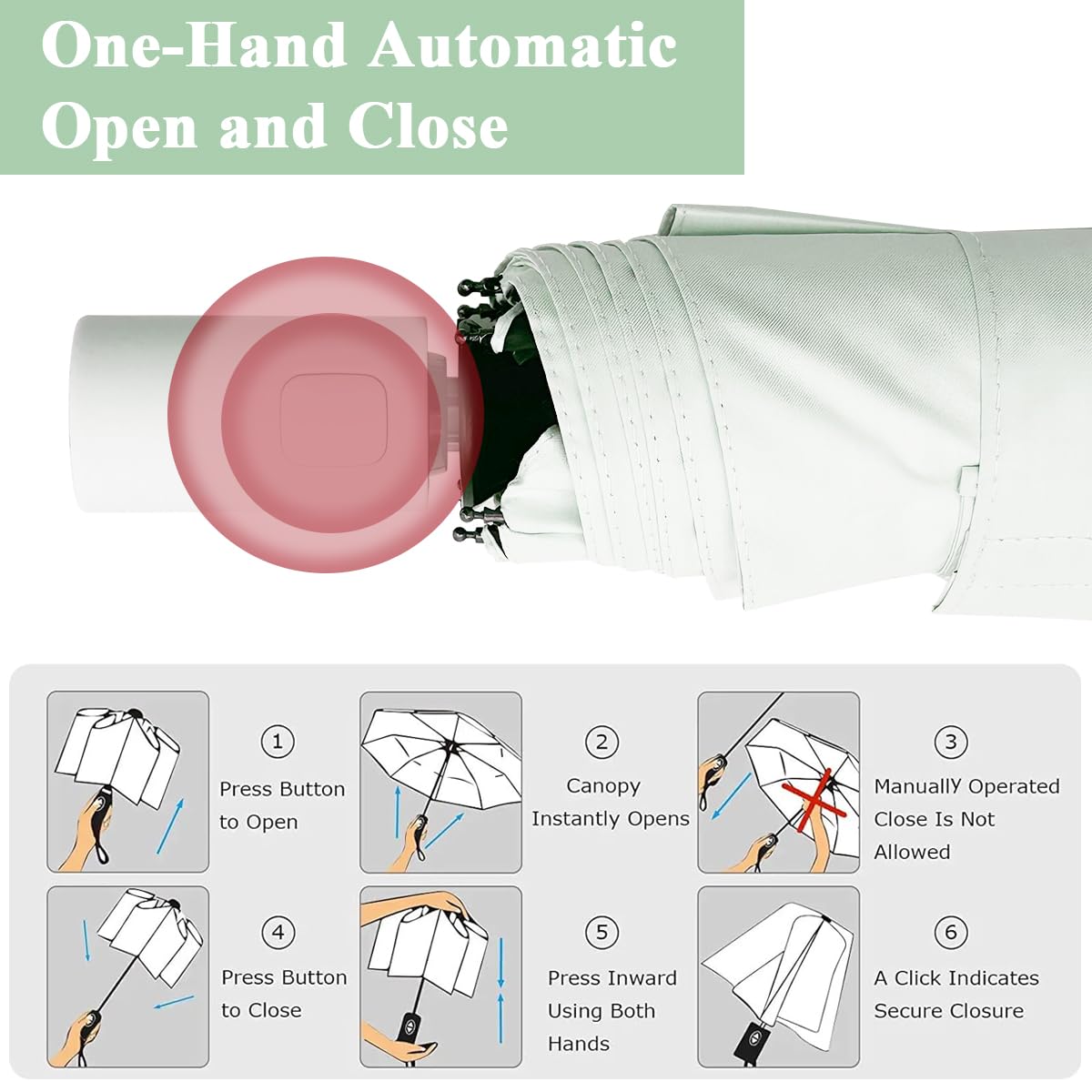HASTHIP® Folding Umbrella for Women Rain & Sun Proof, UV Umbrella with 8 Strong Fiber Ribs, Gradient Modern Style Umbrella for Travel Lightweight Umbrella