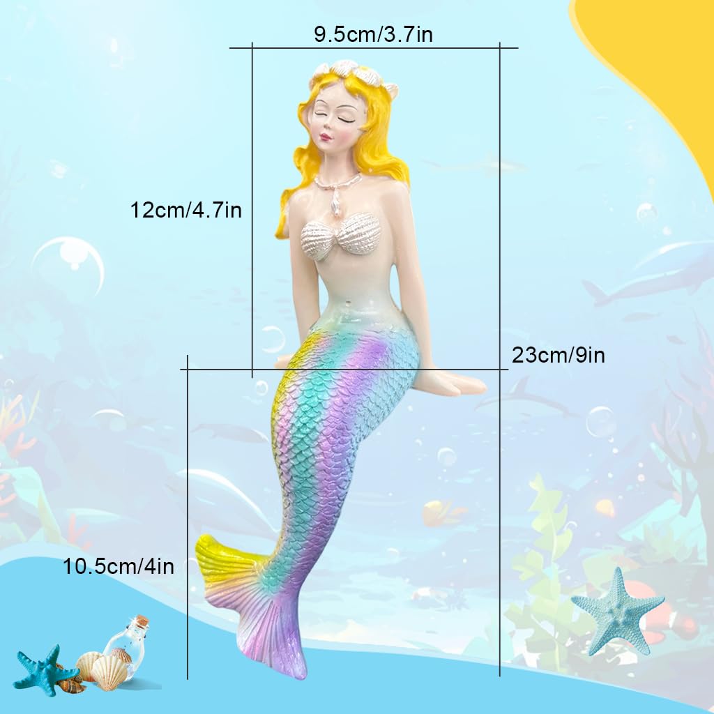 HASTHIP Mermaid Figure Statue for Desk and Planter Decor featuring 9.5x23 cm Resin Design