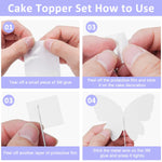 HASTHIP Butterfly Cake Toppers for Birthday Decoration with 60PCS Set and Dual Pink Purple Design | Includes 1 Acrylic and 1 Iron Happy Birthday Topper