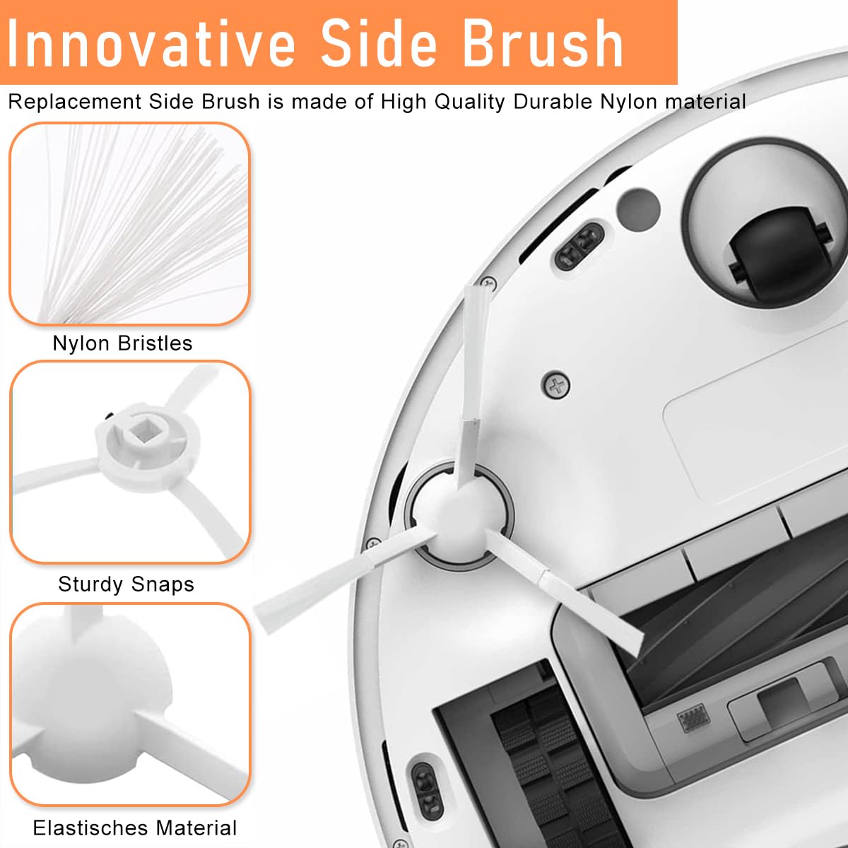 HASTHIP® 9Pcs Replenishment Kit, Replacement Parts Compatible with Mi Robot Vacuum X10, Replacement Accessories - 1 Main Brush, 2 Side Brushes, 2 Mop Cloth, 2 Dust Collection Bags, 2 Filters.