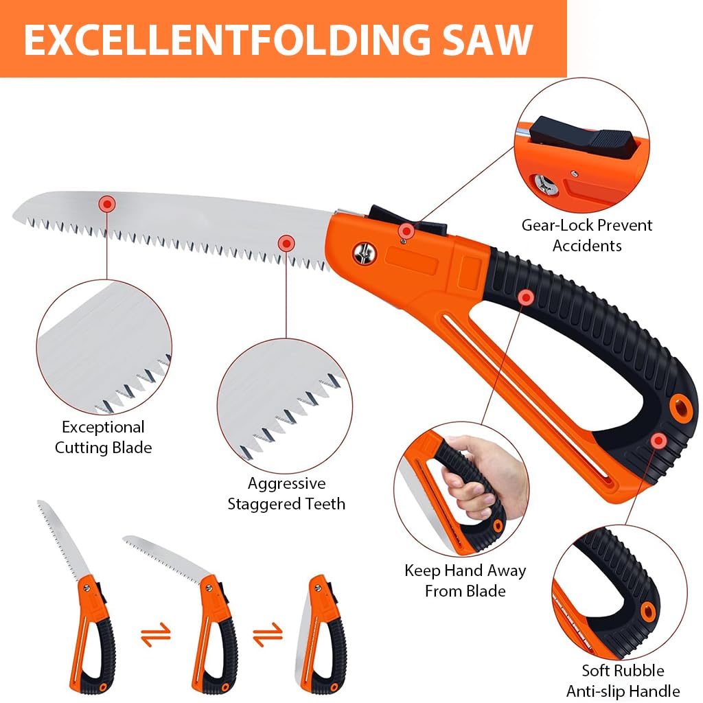 HASTHIP Folding Hand Saw for Wood and PVC with 7 in SK5 Blade and Safety Lock | Anti‑Slip Handle